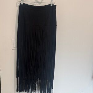 Joh Elegant Black Fringe Skirt